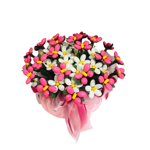 Cesto Rametto Margherita con Farfalla 25 fiori